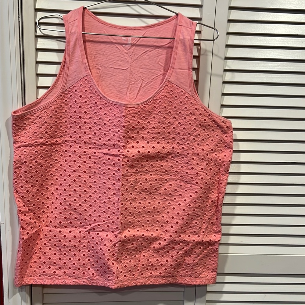 Pink Eyelet 100% cotton Tank Top